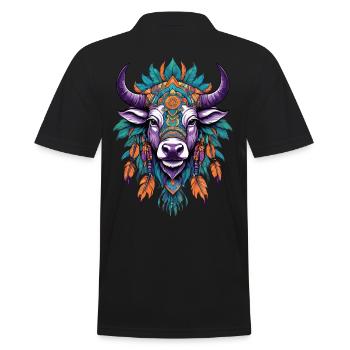 Kuh Spirituelles Mandala Design - Männer Poloshirt - Schwarz - Hinten - Kai (181cm)