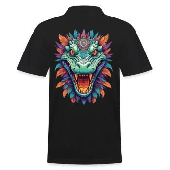 Krokodil Mandala Tiergeist Traumfänger Design - Männer Poloshirt - Schwarz - Hinten - Kai (181cm)