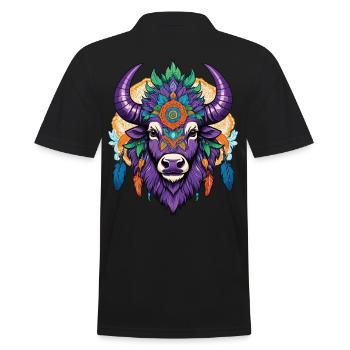 Stier Mandala Traumfänger Aesthetic Design - Männer Poloshirt - Schwarz - Hinten - Kai (181cm)