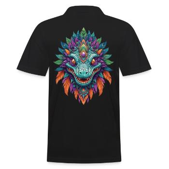 Alligator Traumfänger Mandala Design - Männer Poloshirt - Schwarz - Hinten - Kai (181cm)