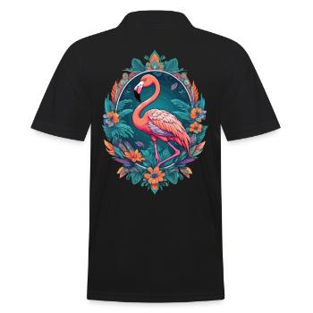 Flamingo Dream Catcher Feather Headdress Mandala Design - Men's Polo Shirt - black - Back - Kai (181cm)