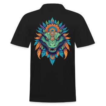 Krokodil Totemtier Mandala Design - Männer Poloshirt - Schwarz - Hinten - Kai (181cm)
