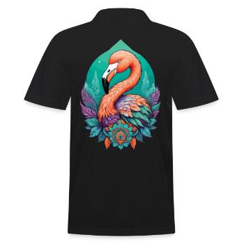 Flamingo Traumfänger Federn Mandala Design - Männer Poloshirt - Schwarz - Hinten - Kai (181cm)