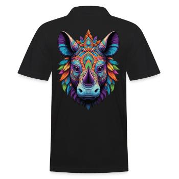 Nashorn Spirituelles Mandala Design - Männer Poloshirt - Schwarz - Hinten - Kai (181cm)