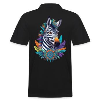 Conception de Mandala zèbre avec des symboles spirituels - Polo Homme - noir - Dos - Kai (181cm)