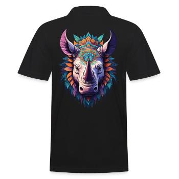 Rhinocéros Mandala Dream Catcher Design - Polo Homme - noir - Dos - Kai (181cm)