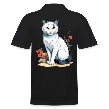 Domestic Cats, Owner, Cute Cat, Cats, Lady - Men's Polo Shirt - black - Back - Kai (181cm)