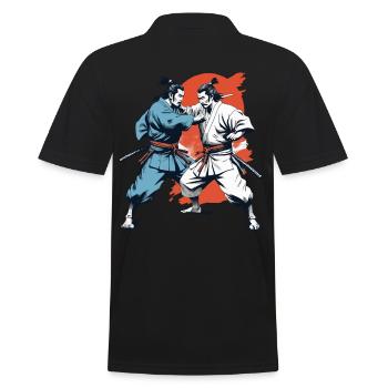 Samurai Bild Retro Samurai Ukiyo-E Vintage Design - Männer Poloshirt - Schwarz - Hinten - Kai (181cm)