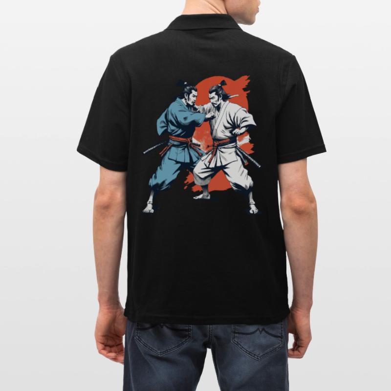 Samurai Bild Retro Samurai Ukiyo-E Vintage Design Männer Poloshirt