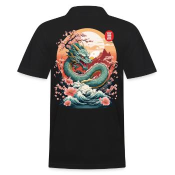 Japanischer Drache Tattoo Aesthetic Streetwear - Männer Poloshirt - Schwarz - Hinten - Kai (181cm)