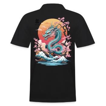 Japanese Dragon Tattoo Aesthetic Streetwear - Men's Polo Shirt - black - Back - Kai (181cm)