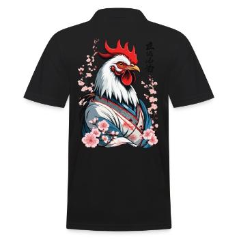 Samurai Bild Retro Design Hahn Kampfkunst - Männer Poloshirt - Schwarz - Hinten - Kai (181cm)