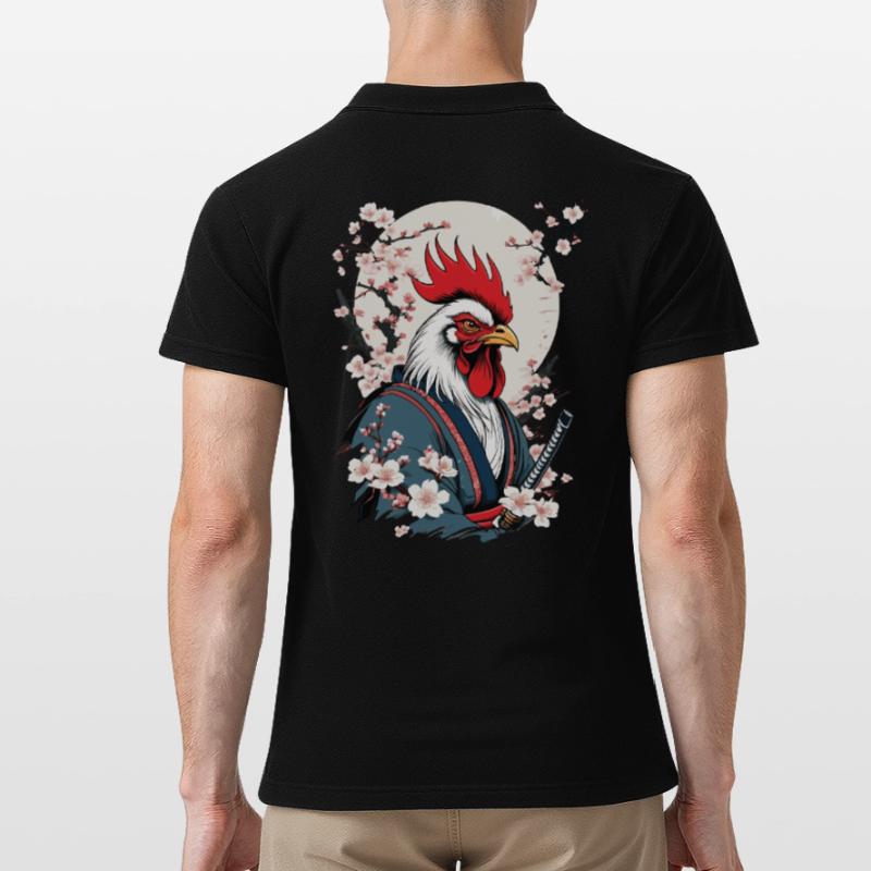 Coq Vintage samouraï Ukiyo-E Style Design Polo Homme