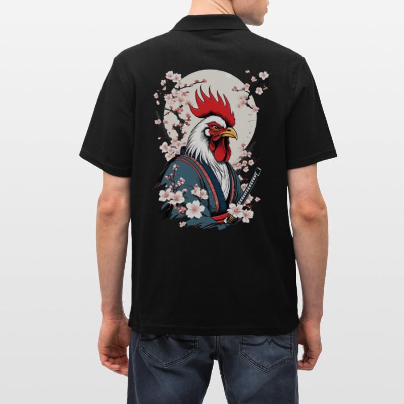 Coq Vintage samouraï Ukiyo-E Style Design Polo Homme