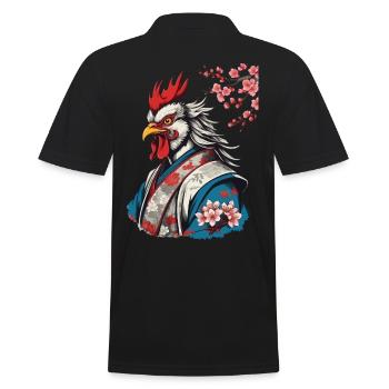 Samurai Hahn im Ukiyo-e Stil Retro Design - Männer Poloshirt - Schwarz - Hinten - Kai (181cm)