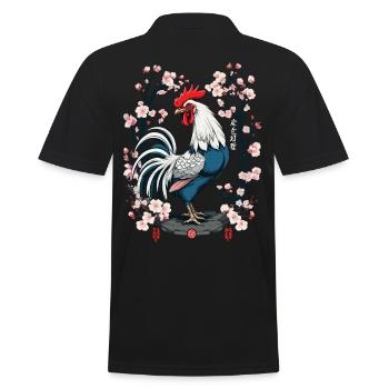 Conception esthétique de fleurs de cerisier de coq asiatique - Polo Homme - noir - Dos - Kai (181cm)