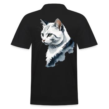Cute Cat Design for Domestic Cat Owners - Men's Polo Shirt - black - Back - Kai (181cm)