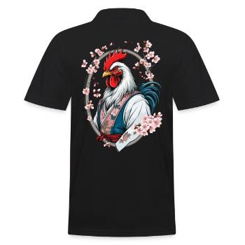 Samurai Bild Hahn Vintage Kampfkunst Ästhetik - Männer Poloshirt - Schwarz - Hinten - Kai (181cm)
