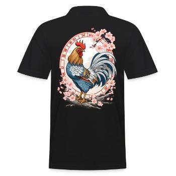 Asian With Cherry Blossoms Aesthetic - Men's Polo Shirt - black - Back - Kai (181cm)