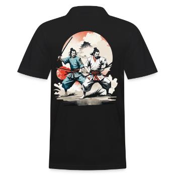 Samurai Picture Retro Vintage Ukiyo-E Aesthetic - Men's Polo Shirt - black - Back - Kai (181cm)