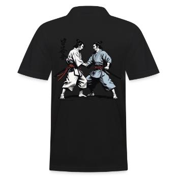 Samouraï Photo Ukiyo-E Rétro Vintage Streetwear - Polo Homme - noir - Dos - Kai (181cm)