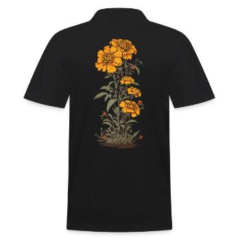 Tagetes Blumen Deko Vintage Ästhetische Streetwear - Männer Poloshirt - Schwarz - Hinten - Kai (181cm)