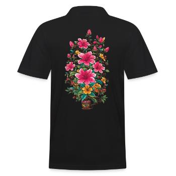 Décoration florale Vintage Esthétique Streetwear Design - Polo Homme - noir - Dos - Kai (181cm)
