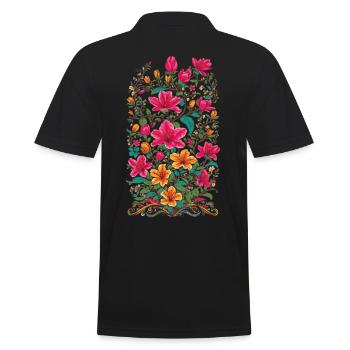Lilies Floral Decoration Aesthetic Vintage Streetwear - Men's Polo Shirt - black - Back - Kai (181cm)
