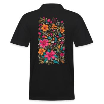 Lys Décoration Florale Vintage Esthétique Streetwear - Polo Homme - noir - Dos - Kai (181cm)