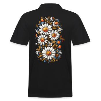 Kamille Vintage Blumen Design Ästhetik Streetwear - Männer Poloshirt - Schwarz - Hinten - Kai (181cm)