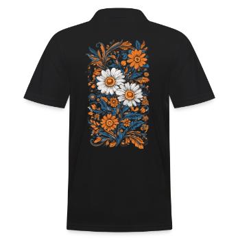 Camomille Vintage Floral Design décoration esthétique - Polo Homme - noir - Dos - Kai (181cm)