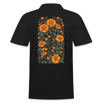 Aesthetics Tagetes Floral Decoration Vintage - Men's Polo Shirt - black - Back - Kai (181cm)