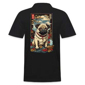 Carlin chien dans l’Art du saké japonais Vintage - Polo Homme - noir - Dos - Kai (181cm)