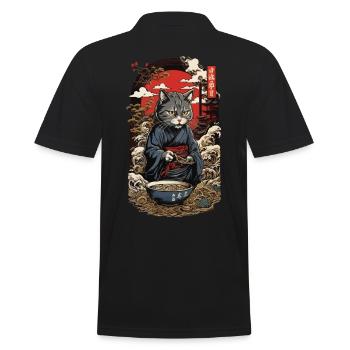 Funny Cat Mange Soupe De Nouilles Japonaises Ramen - Polo Homme - noir - Dos - Kai (181cm)