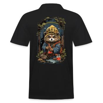 Marderhund Japanischer Sake Vintage Japan Kunst - Männer Poloshirt - Schwarz - Hinten - Kai (181cm)