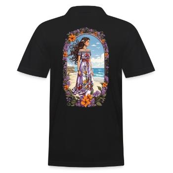 Spanische Schönheit Vintage Blumen Bohemian - Männer Poloshirt - Schwarz - Hinten - Kai (181cm)