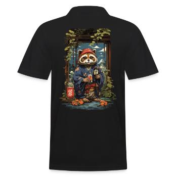 Vintage Art raton laveur chien saké japonais - Polo Homme - noir - Dos - Kai (181cm)