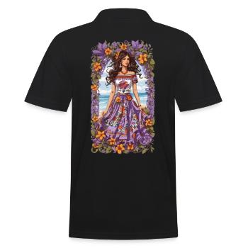 Spanische Schönheit Blumen Deko Vintage Bohemian - Männer Poloshirt - Schwarz - Hinten - Kai (181cm)