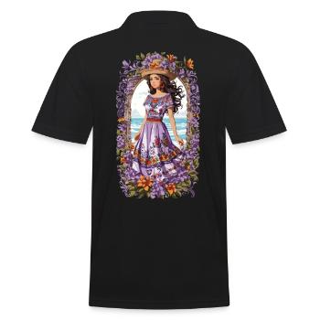 Spanische Schönheit Vintage Blumen Bohemian - Männer Poloshirt - Schwarz - Hinten - Kai (181cm)