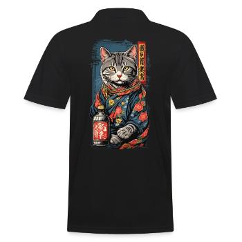 Chat dans le saké japonais affiche Art Vintage - Polo Homme - noir - Dos - Kai (181cm)