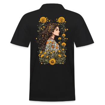 Pissenlit Vintage Floral Streetwear esthétique - Polo Homme - noir - Dos - Kai (181cm)
