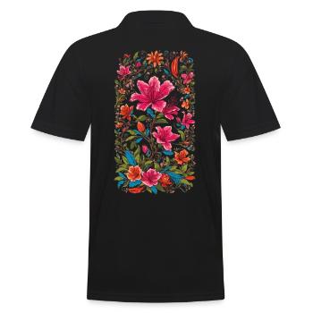 Décoration florale esthétique Design streetwear vintage - Polo Homme - noir - Dos - Kai (181cm)