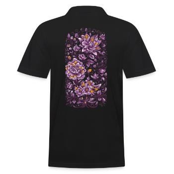 Blumen Deko Vintage Streetwear Design - Männer Poloshirt - Schwarz - Hinten - Kai (181cm)