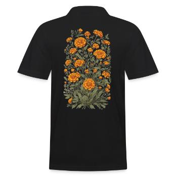 Vintage Blumen Design Tagetes Ästhetik - Männer Poloshirt - Schwarz - Hinten - Kai (181cm)