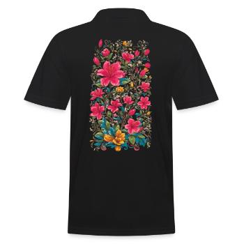 Vintage Boho Blumen Design Ästhetische Streetwear - Männer Poloshirt - Schwarz - Hinten - Kai (181cm)