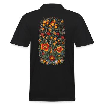Blumen Vintage Ästhetische Streetwear Design - Männer Poloshirt - Schwarz - Hinten - Kai (181cm)