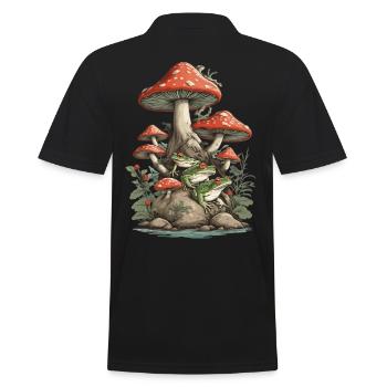 Nature Vintage Frog Design Streetwear Aesthetic - Men's Polo Shirt - black - Back - Kai (181cm)
