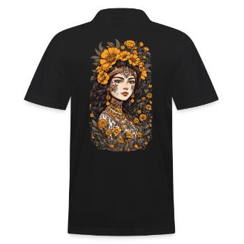 Blumen Deko Vintage Ästhetische Streetwear Design - Männer Poloshirt - Schwarz - Hinten - Kai (181cm)