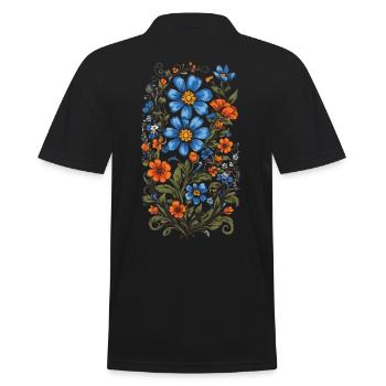 Décoration florale Vintage Esthétique Streetwear Design - Polo Homme - noir - Dos - Kai (181cm)