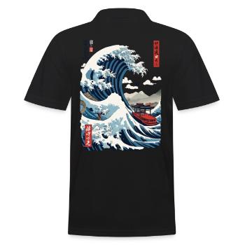 Japan Ukiyo-E Style Kapitän Segelboot Vintage - Männer Poloshirt - Schwarz - Hinten - Kai (181cm)
